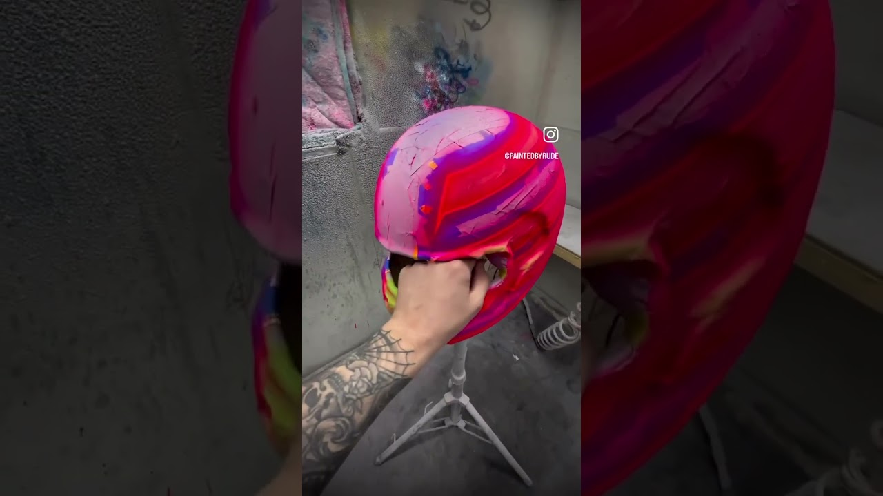 Painted By Rude Image - Amanda Sorensen 2024 Formula Drift Helmet #custom #custompaint #art #helmet