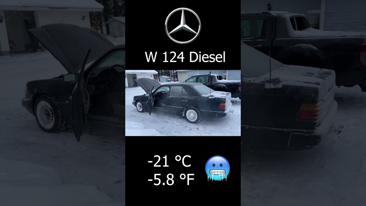 Starting a frozen diesel engine of a Mercedes W124 at -21&deg;C ❄️❄️❄️ #coldstart #dieselcoldstart