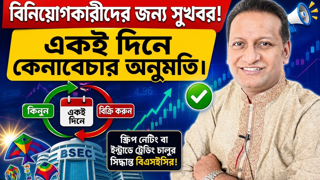 বিনিয়োগকারীদের জন্য সুখবর!একই দিনে কেনাবেচার অনুমতি।