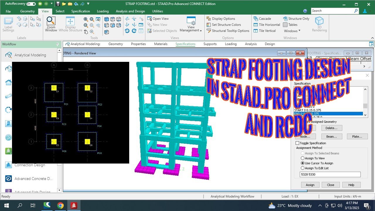STRAP FOOTING DESIGN USING STAAD.PRO CONNECT AND RCDC PART 1.