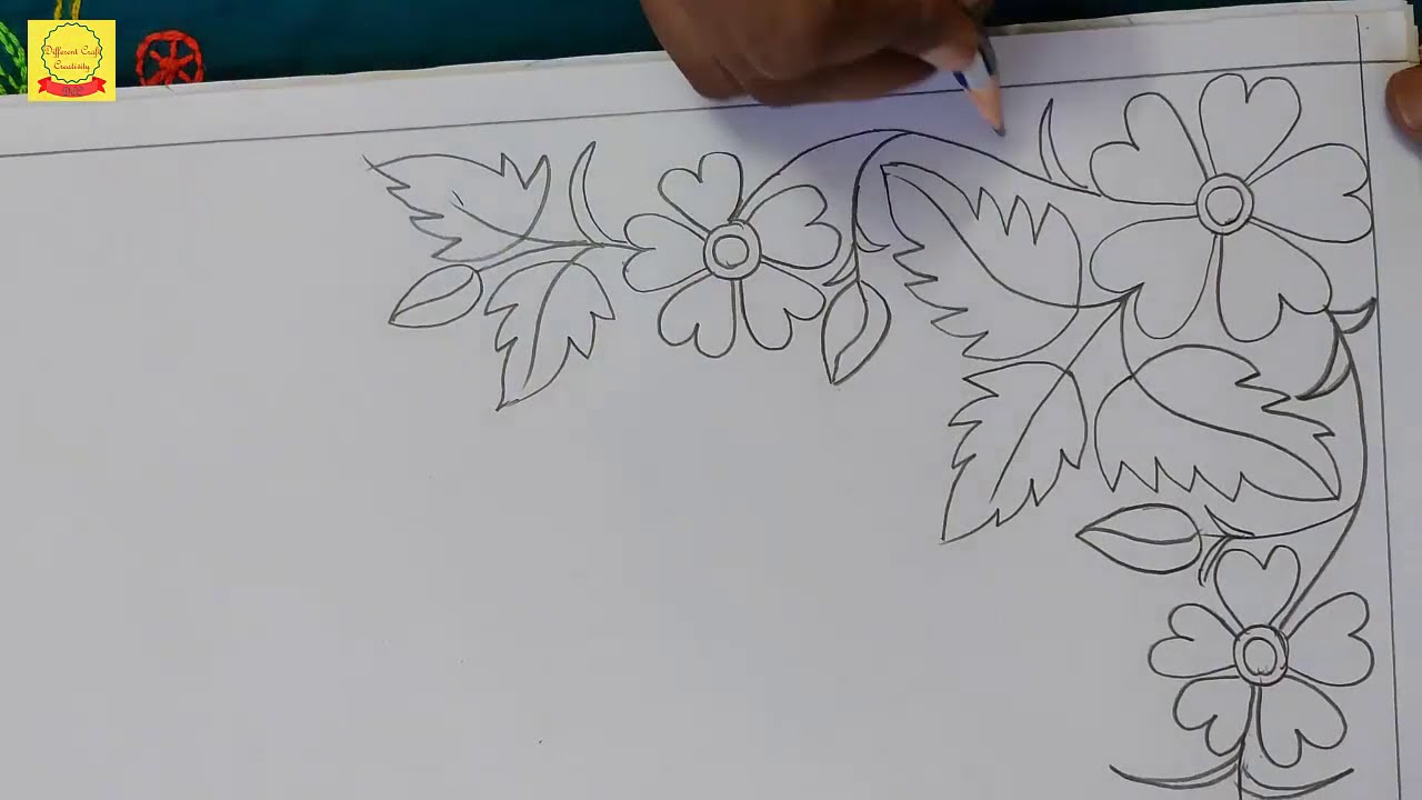 Hand drawing bed sheet /table cloth design for hand embroidery,Floral design for embroidery