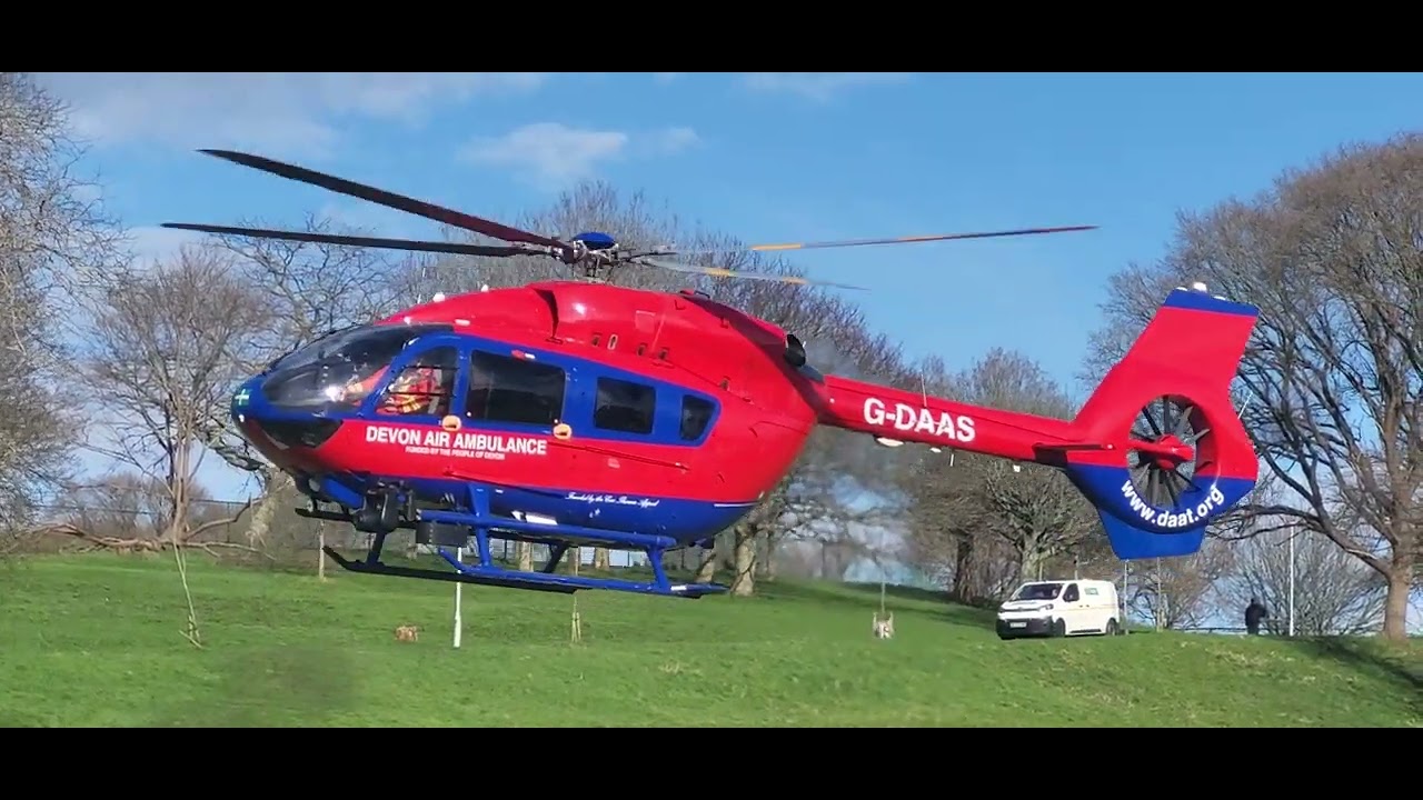 Devon Air Ambulance HLE70 (G-DAAS) Taking Off At Alma Road / Central Park Plymouth 04/02/26