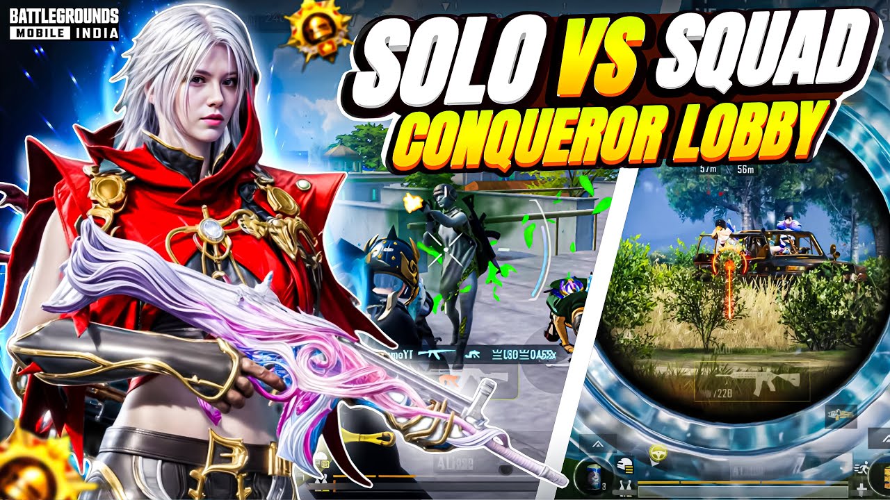 Solo VS Squad🔥Conqueror Lobby Intense Clutch In Bgmi I phone 13 ‼️