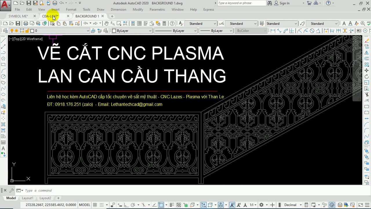 Vẽ AutoCAD vách ngăn lan can cầu thang để cắt CNC Plasma - cắt Laser