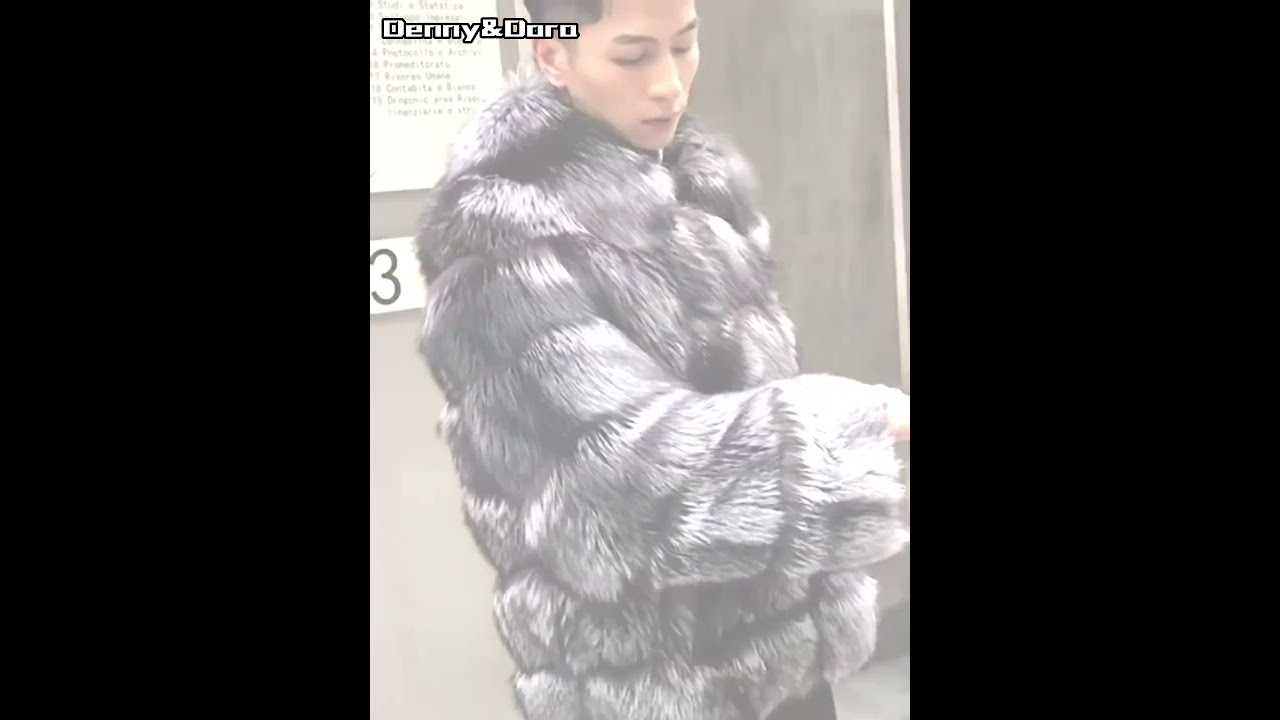 Denny&Dora Big Lapel Collar Fur Jacket Fashion Luxury Natural Fur Coats Grey Men Silver Fox Fur Coat