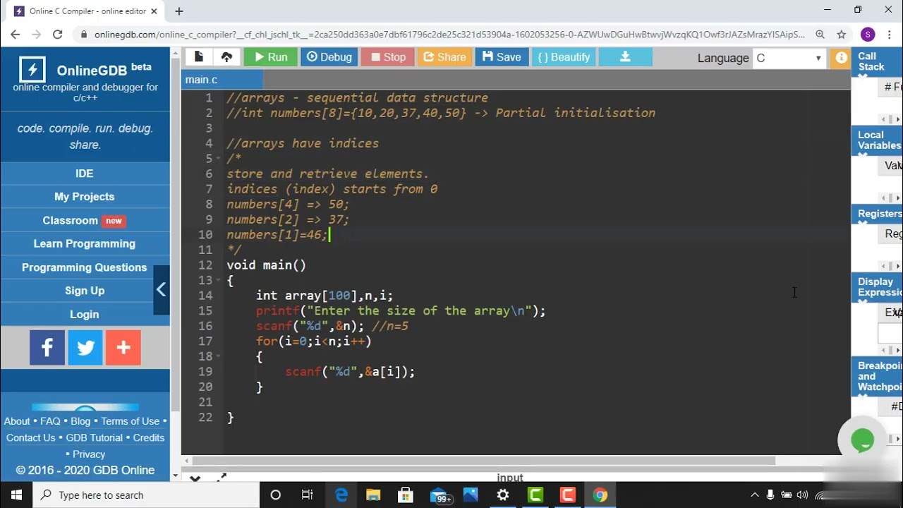9  Storing and retrieving in an array