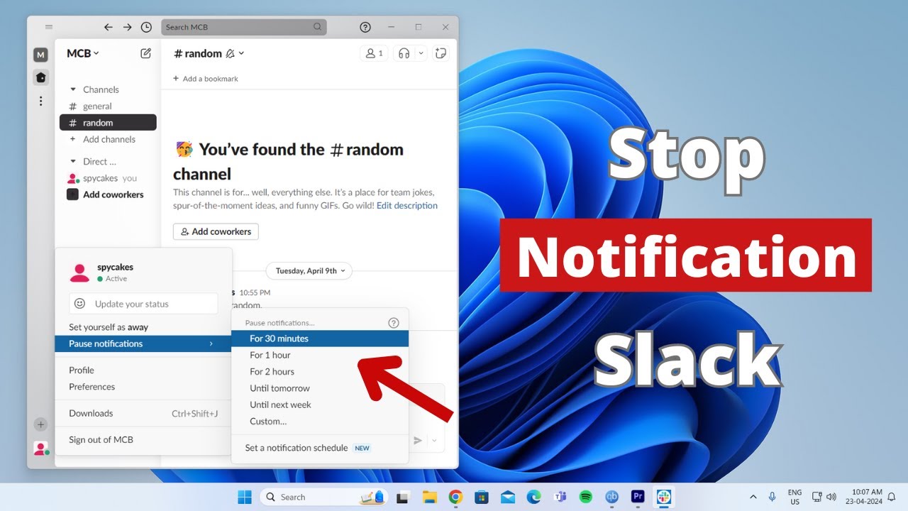 How to Stop Notification on Slack PC
