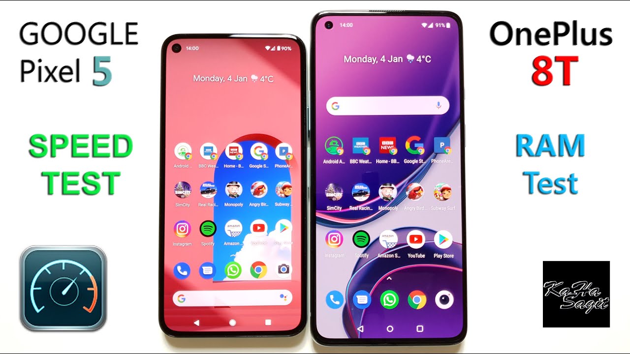 Google Pixel 5 vs OnePlus 8T - Speed Test + RAM management