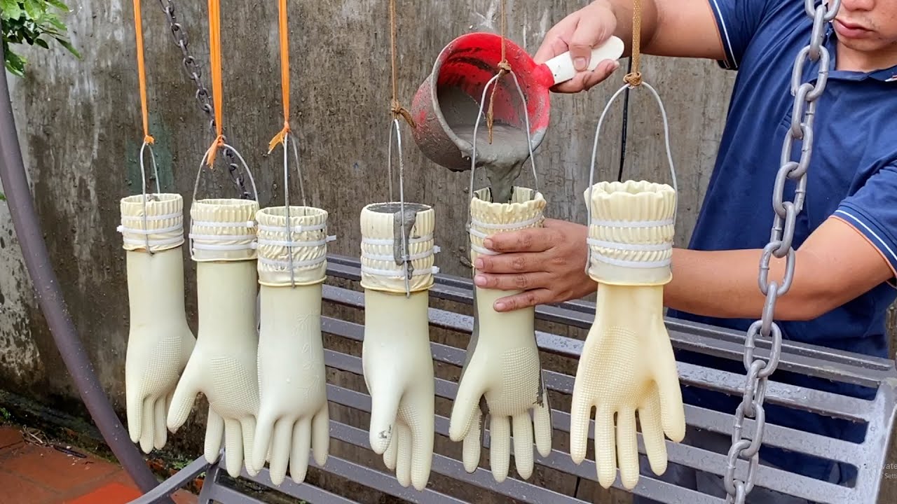 How to make unique and creative coffee table - techniques making tables from gloves and cement