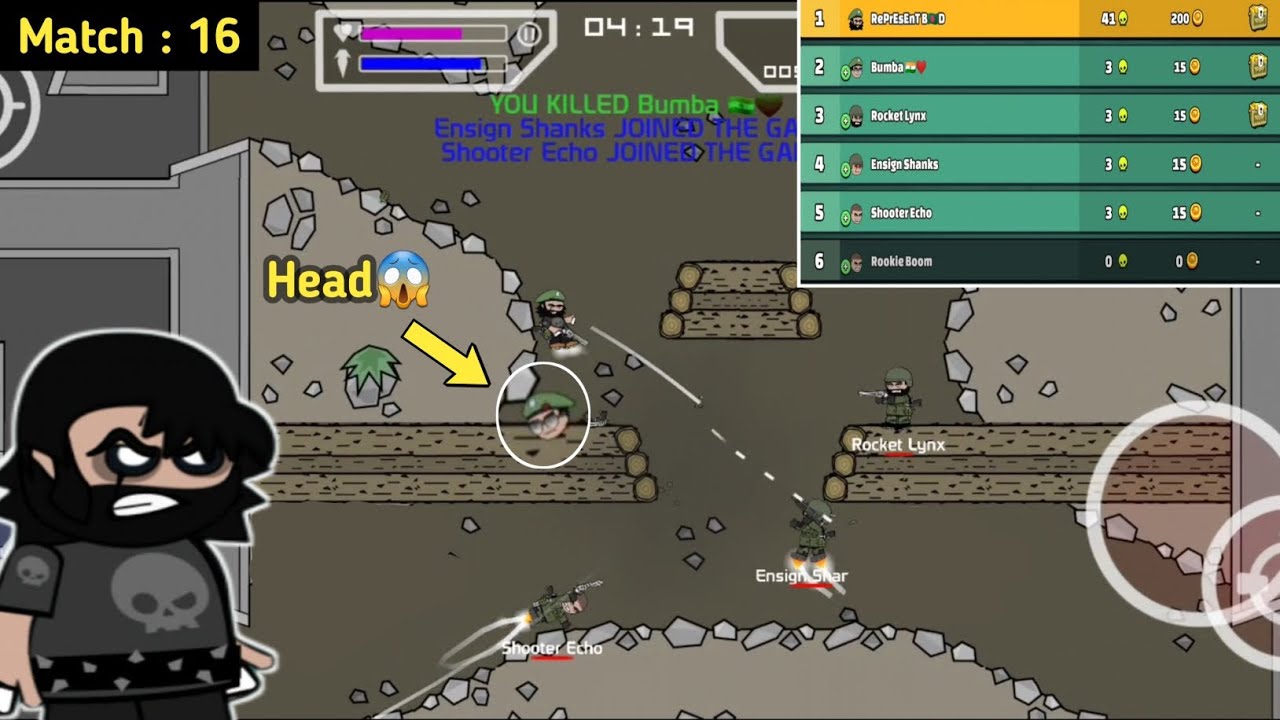 In junkyard map 40+ kill 😱🔥 | Gameplay | Match 16 | Mini Militia Pro |