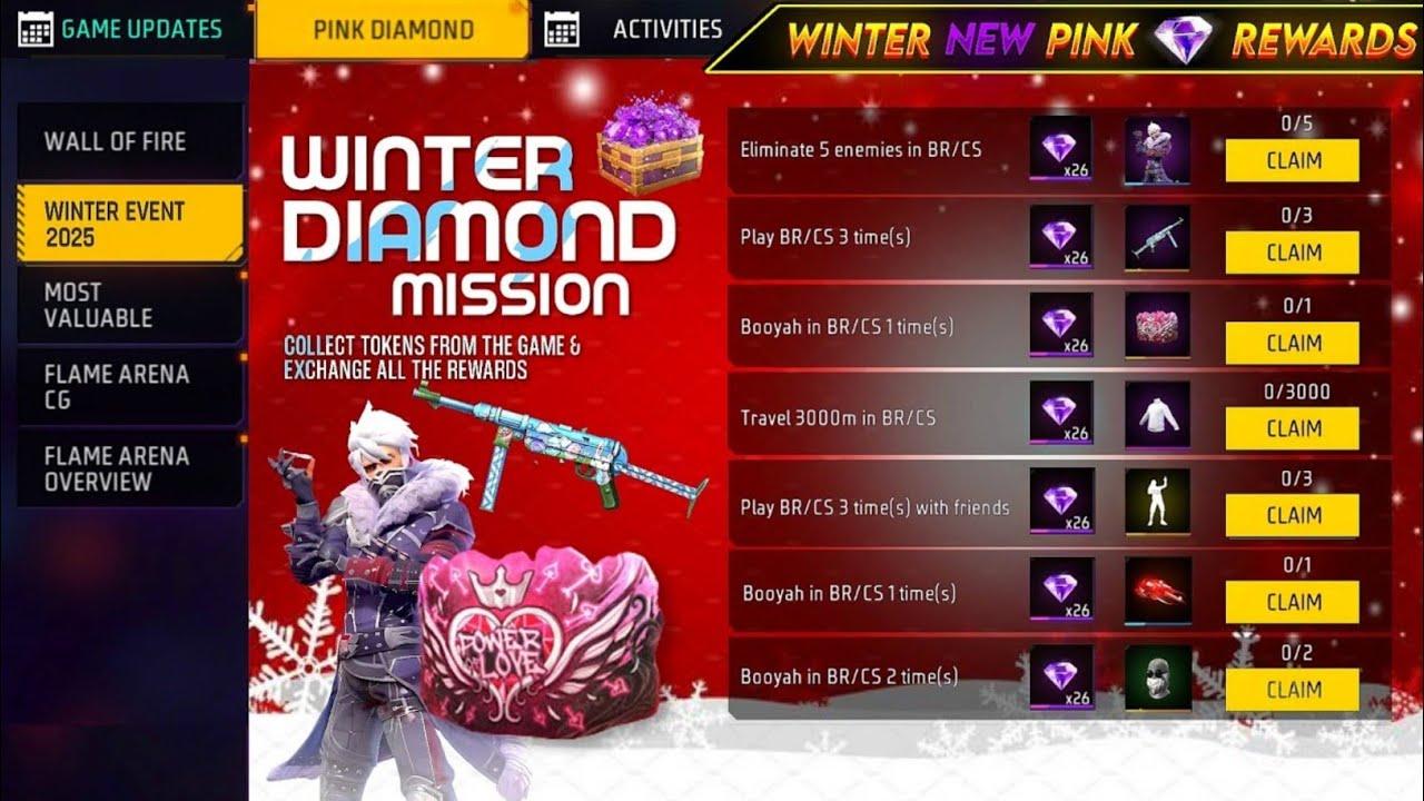 WINTER SPECIAL PINK DIAMOND STORE കണ്ടോ 😍🔥| ANGELIC BUNDLE EVENT | NEW EVENTS AND UPDATE FREEFIRE 