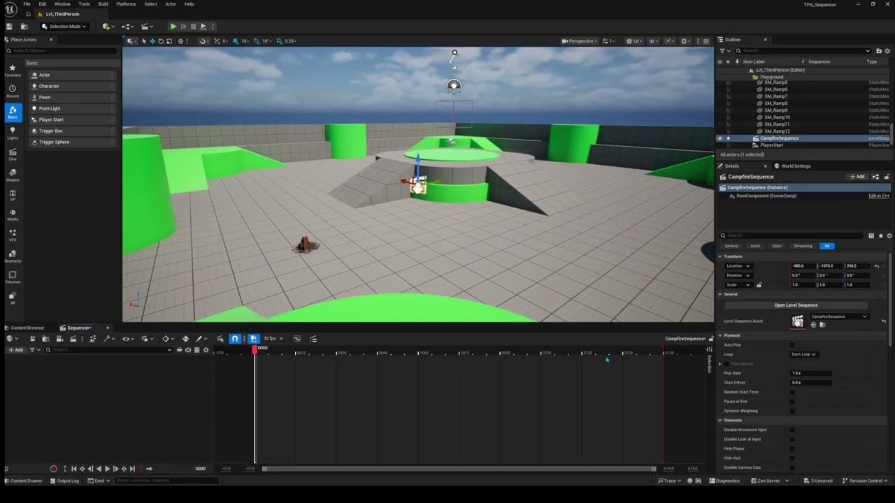 UE5 Sequencer: Добавление объекта + Анимация перемещения и масштабирования