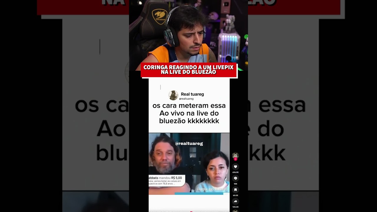 CORINGA REAGINDO A UM LIVEPIX NA LIVE DO BLUEZ&Atilde;O #shorts #coringa #humor #livepix #react