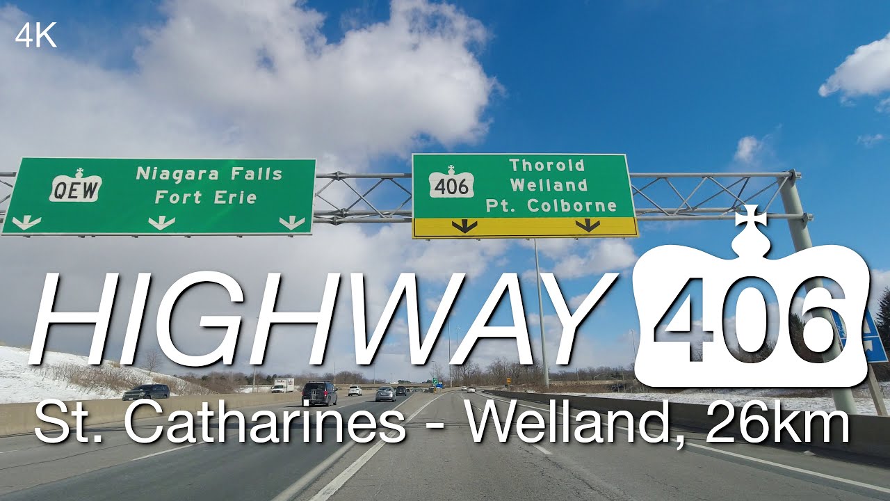 Highway 406 from St. Catharines to Welland Ontario, 26km with Navigation