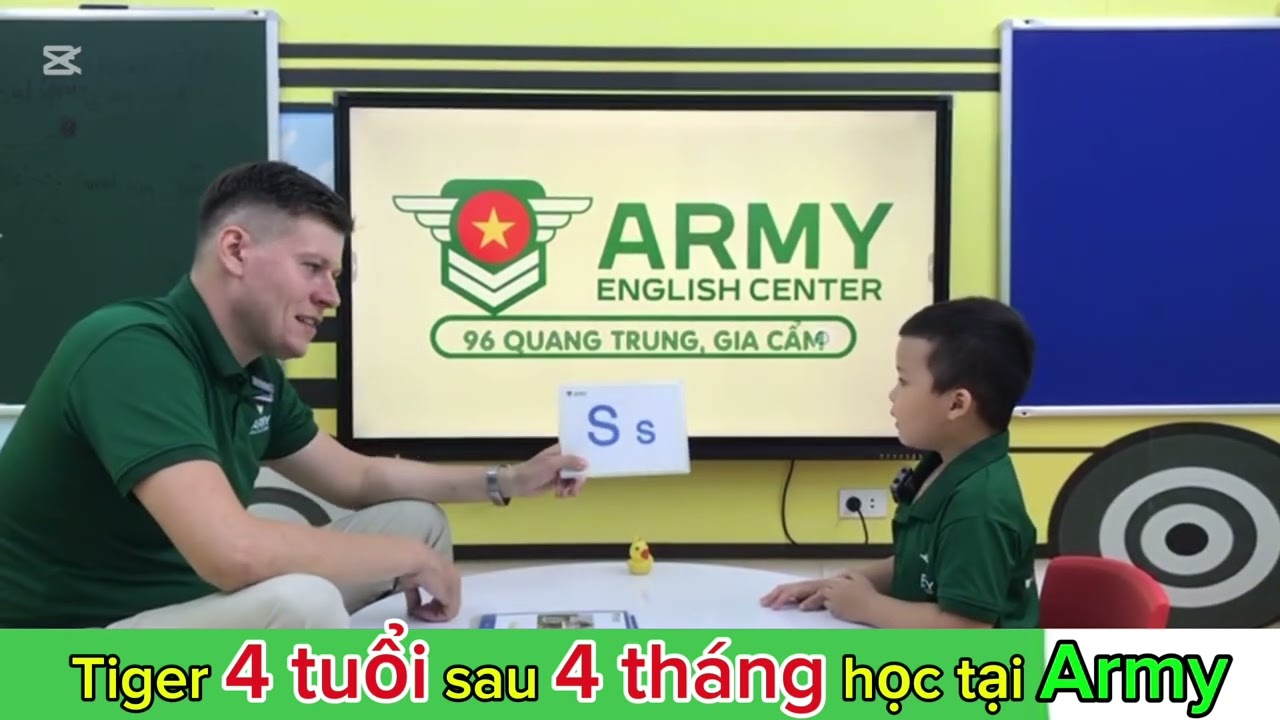 ARMY ENGLISH 96 QUANG TRUNG || B&Eacute; TIGER 4 TUỔI N&Oacute;I TIẾNG ANH NHƯ GI&Oacute;