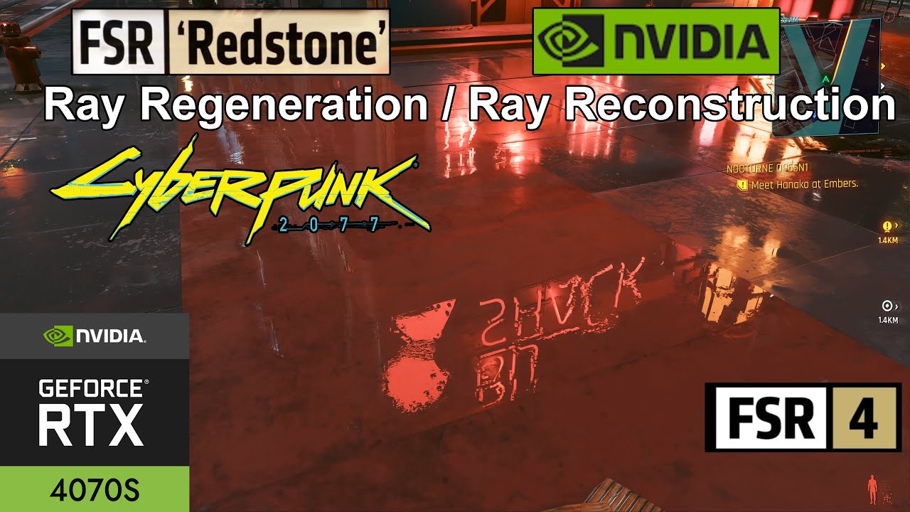 AMD FSR 4 RedStone Ray Regeneration in Cyberpunk on the NVIDIA RTX 4070 SUPER