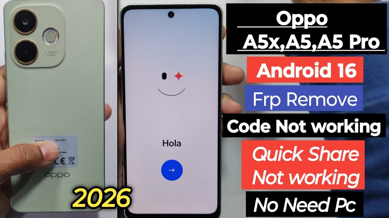 Oppo A5x,A5,A5 Pro Frp Remove 2026 | Oppo Android 15/16 Google Account Remove Without PC ✅ Game Over