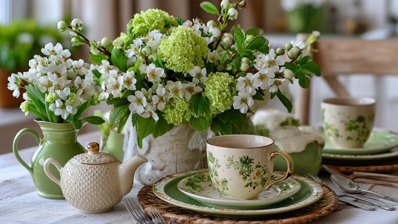 Sweet & Romantic Green & Cream Tiny Farmhouse Tour ~ DIY Country Cottage Spring Decor