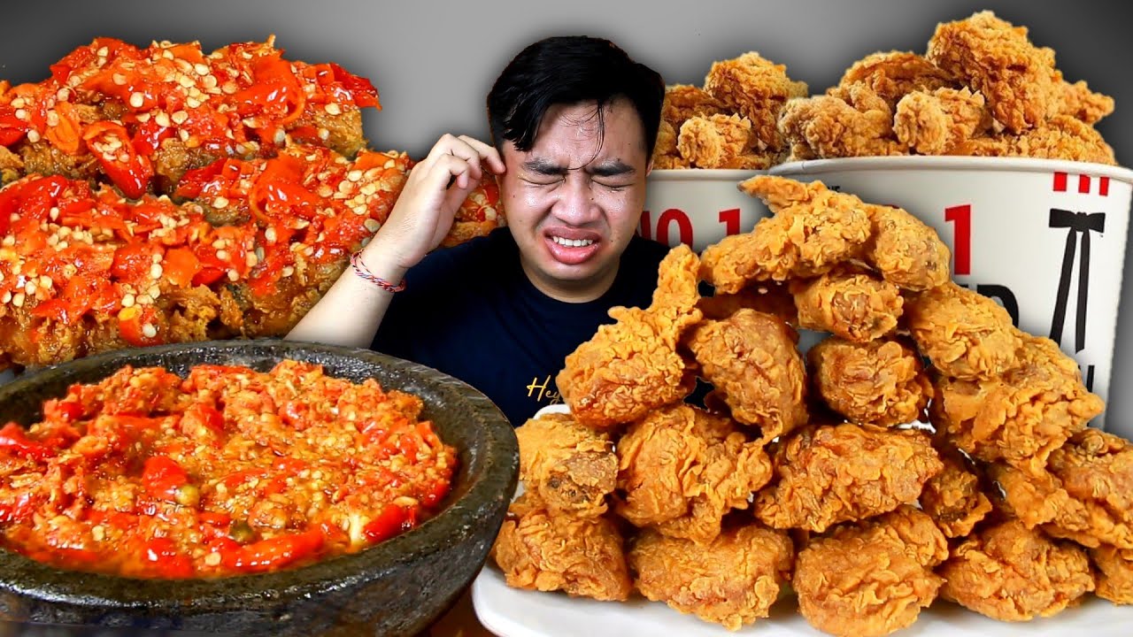 ASMR MUKBANG 2 EMBER AYAM KFC COCOL SAMBAL PAK GEMBUS 200 CABE