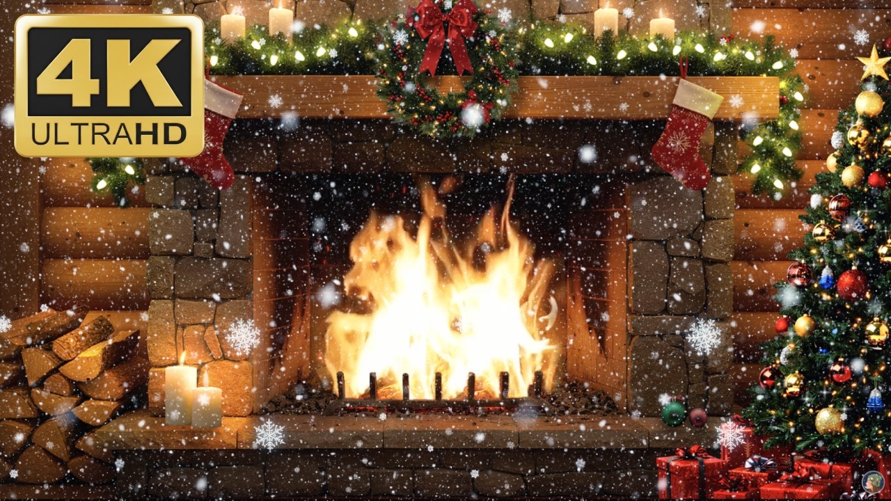 Cozy Winter Fireplace 4K 🔥 Deep Sleep Cabin Ambience (No Music)
