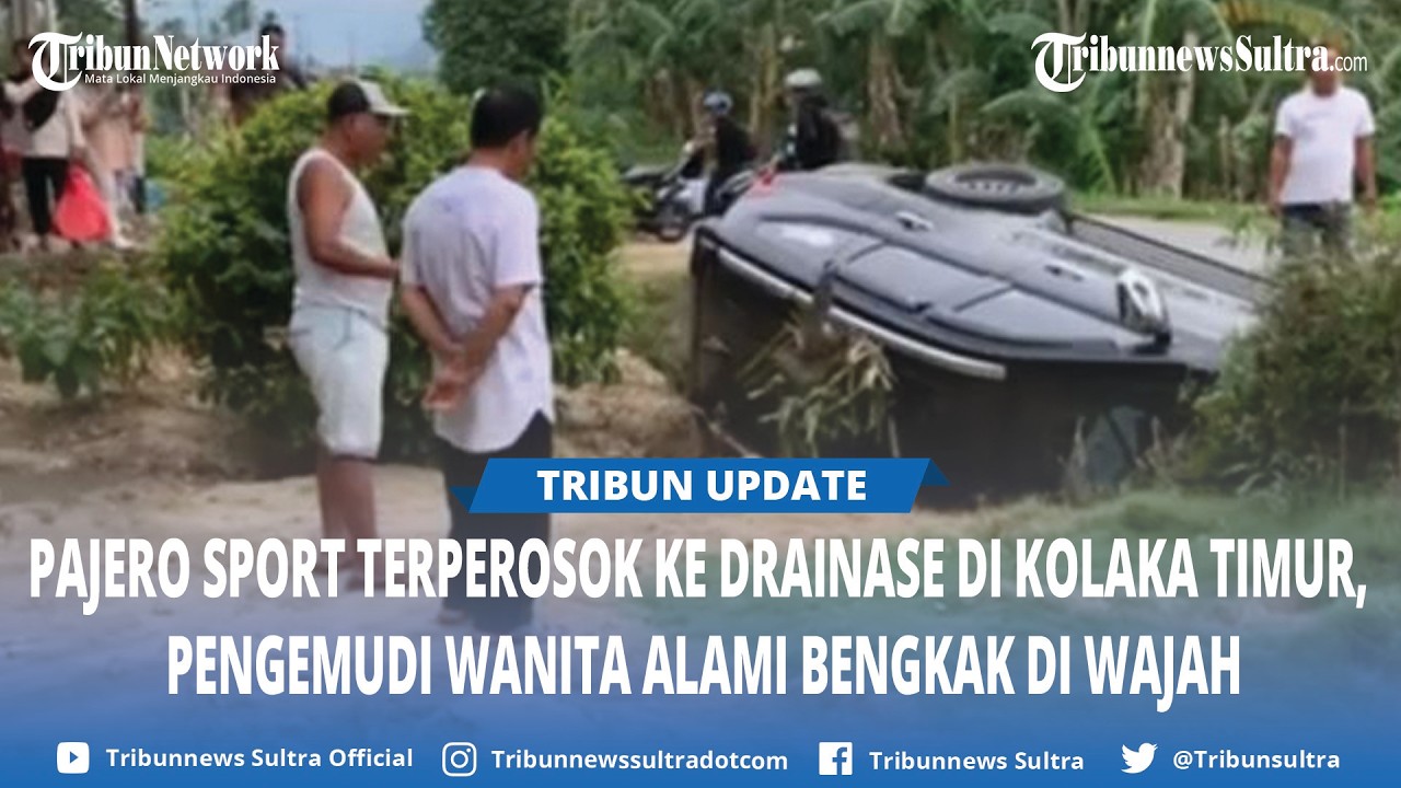 Dikendarai Wanita, Pajero Sport Terperosok ke Drainase di Kolaka Timur Sulawesi Tenggara