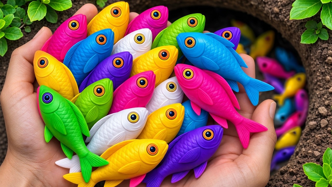 Catch beautiful aquarium fish in small pond baby turtles, pencil fish, rat fish, nemo fish, spider.