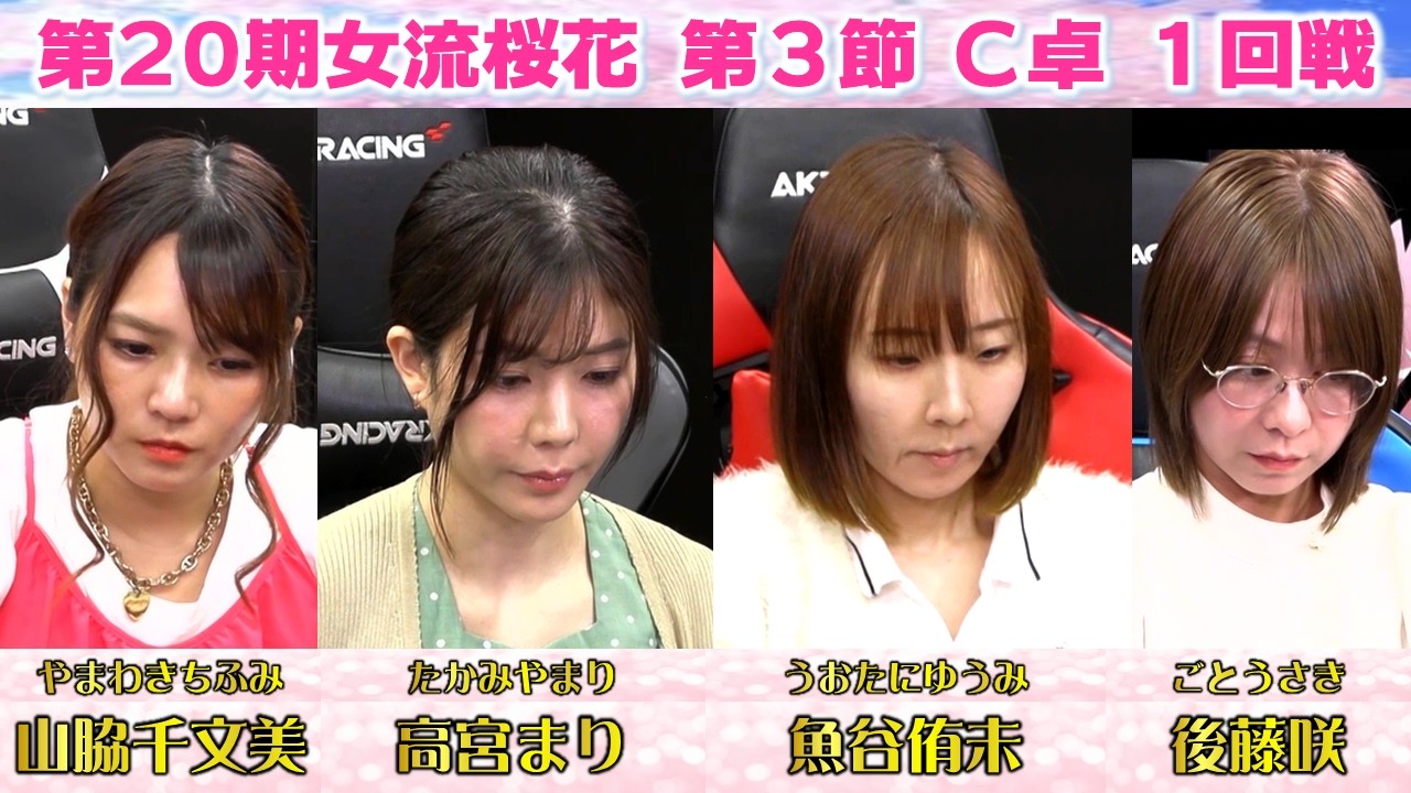 【麻雀】第20期女流桜花Aリーグ第３節C卓１回戦