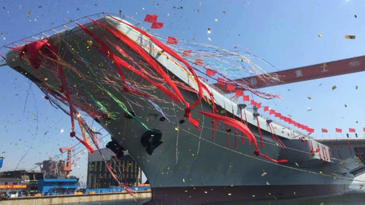 China&rsquo;s first domestically-built aircraft carrier Type 001A hits the water