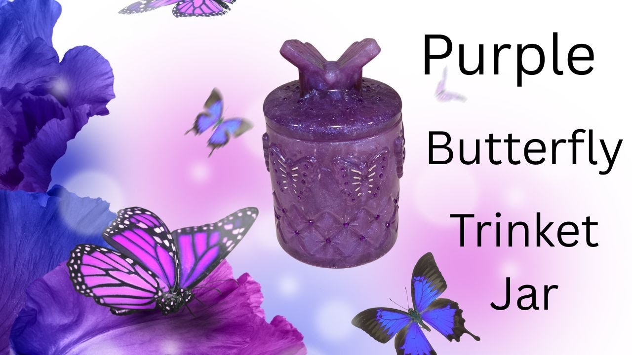 89 Purple Butterfly Trinket Jar