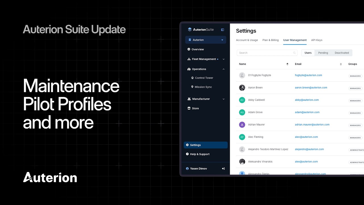 Auterion Suite updates walkthrough: Maintenance, Pilot Profiles and more