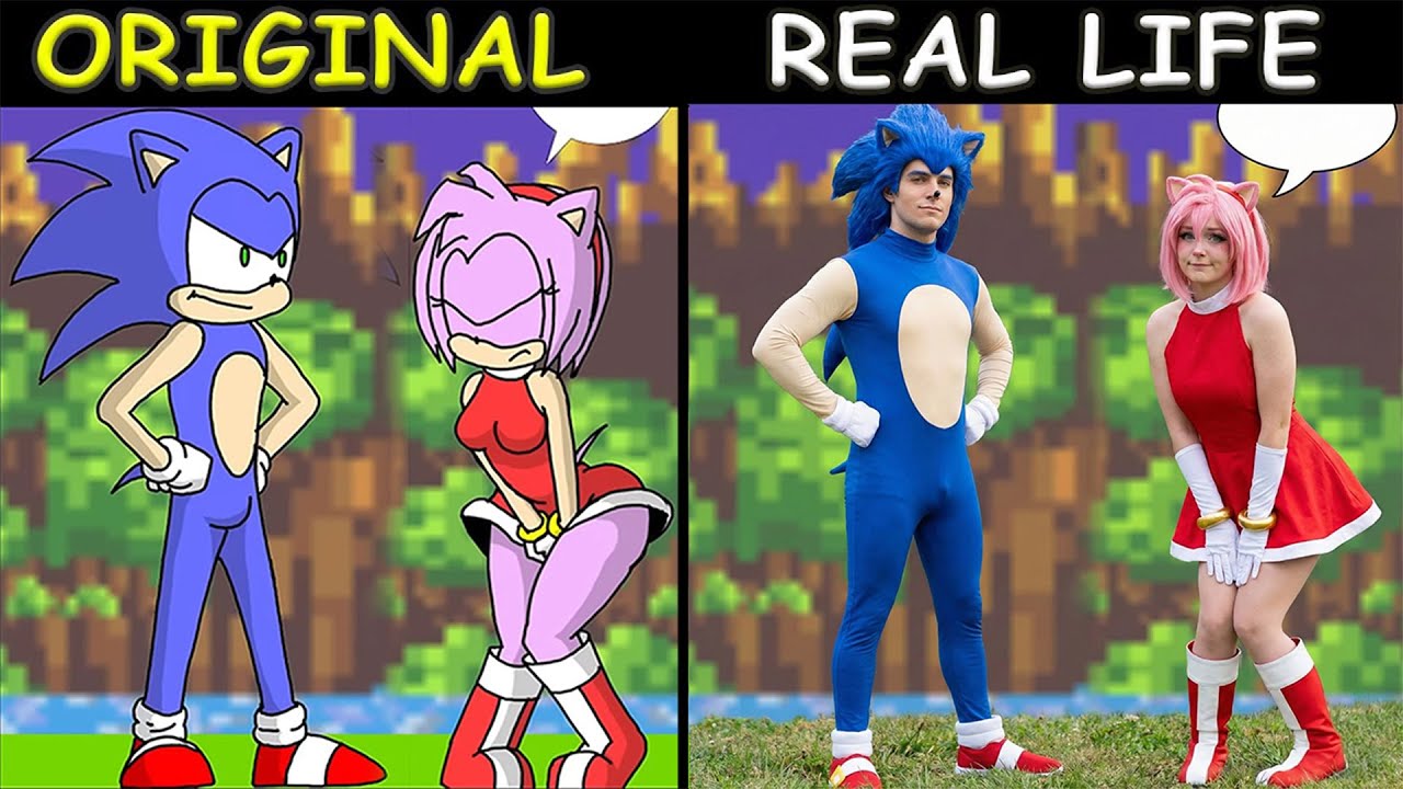 SONIC ran so fast, blew up Amy's skirt! Real! | Sonic Hedgehog 3 Animation | Original vs Plush Toys