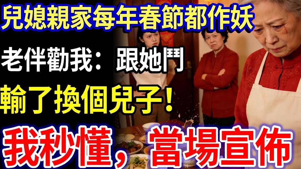 我66歲，兒媳親家每年春節都作妖，今年我嬾得再忍，老伴勸我：跟她鬥 贏了當家作主，輸了換個兒子，我當場秒懂！#家庭故事#感人故事#家庭倫理#生活經驗#真實生活#情感故事#養老#不孝子#退休金