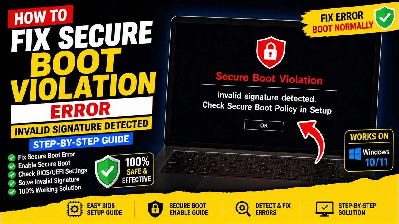 How to Fix Secure Boot Violation Error | Invalid Signature Detected (Windows 10/11 BIOS Fix)