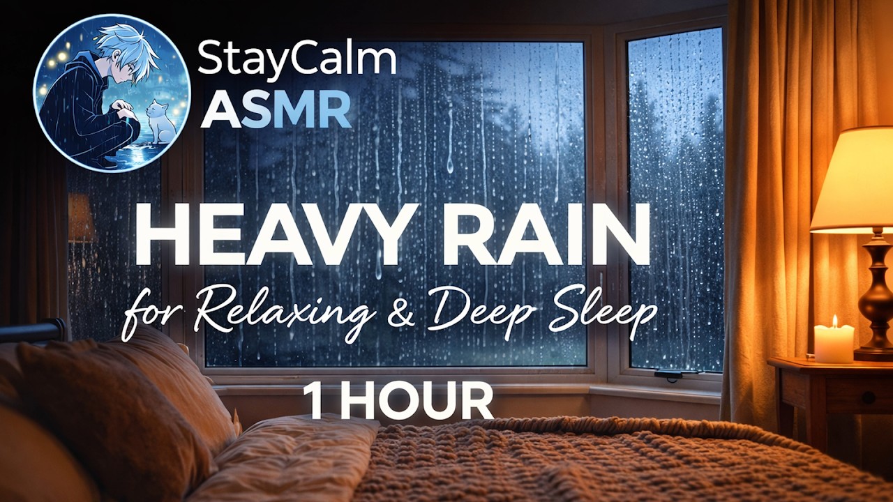 Cozy Heavy Rain Sounds 🌧️ 1 Hour for Deep Sleep & Relaxation