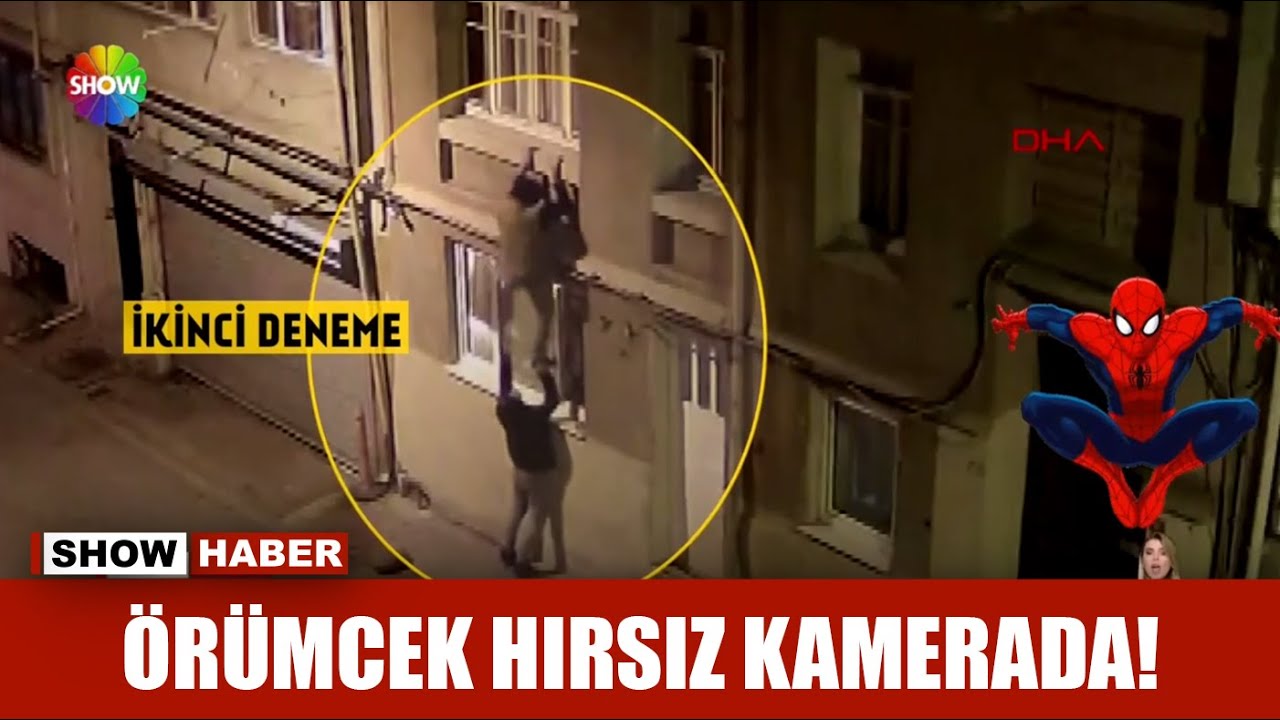 Düz duvara tırmanan hırsız!
