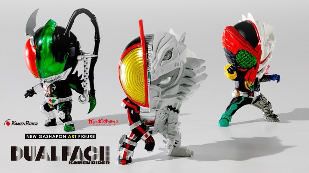 またすぐ完売しそうなオンラインガシャポンきたー！怪人✖仮面ライダー デュアルフェイスフィギュア全3種！1回1000円のランダムガチャが12/18販売開始ー！
