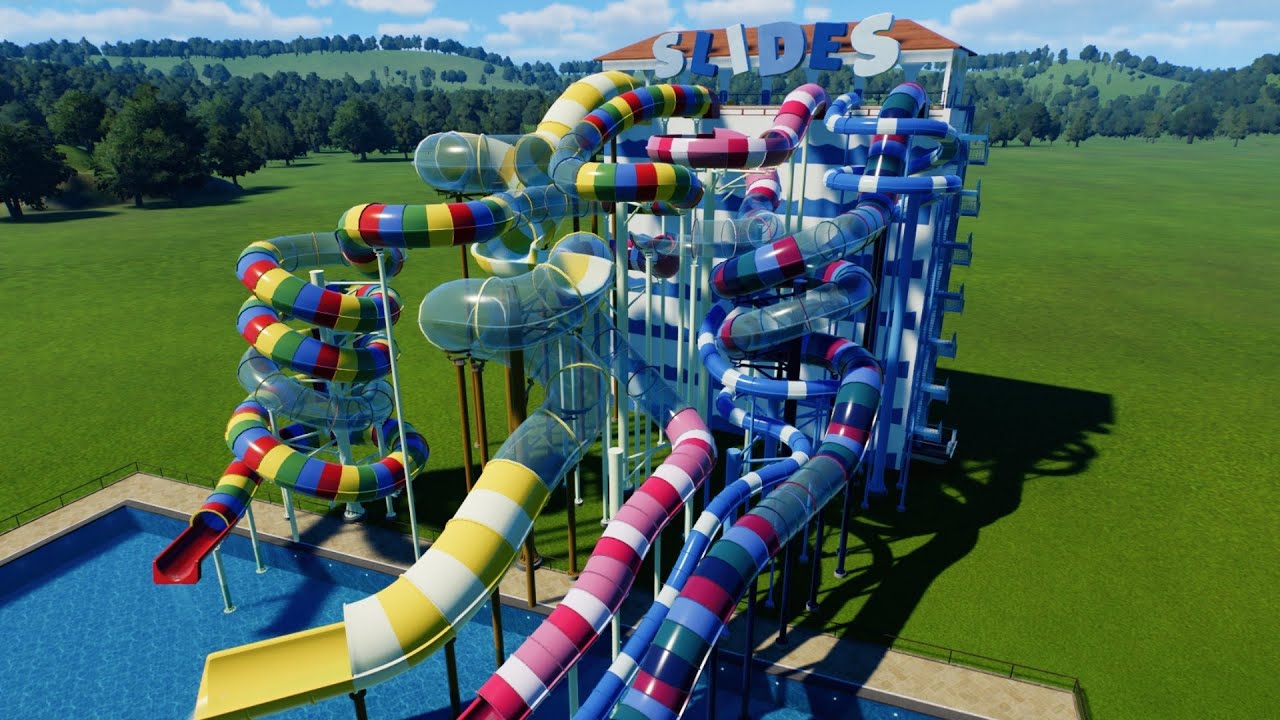 Ultimate Waterslide Tower - All Onrides | Planet Coaster 2 (made by ErlitMoon) [POV]