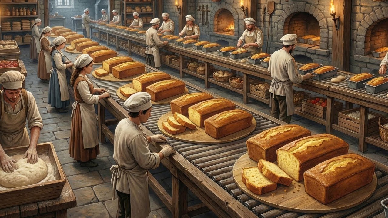Inside the Medieval Cake Factory: How Dense Royal Cakes Were Baked Centuries Ago (Full Process)