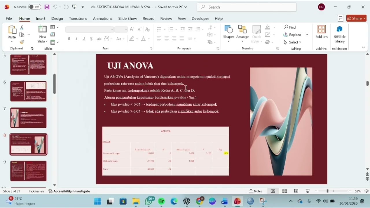 Statistik kelompok 2 . Anova SPSS