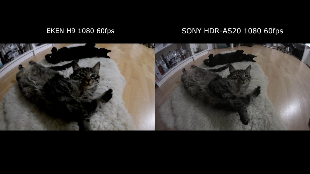 Eken H9 vs Sony hdr-as20 low light test.