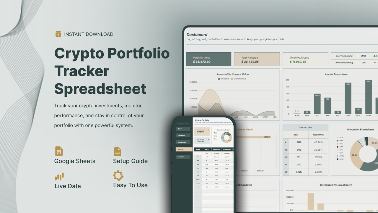 Crypto Portfolio Tracker Spreadsheet Tutorial | Monitor Everything in One Place