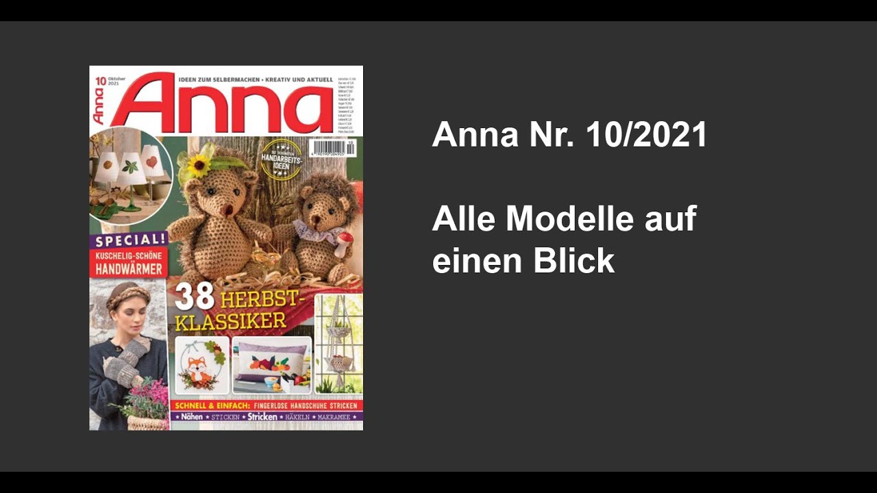 Zeitschrift Anna Nr. 10/2021 - Alle Modelle auf einen Blick