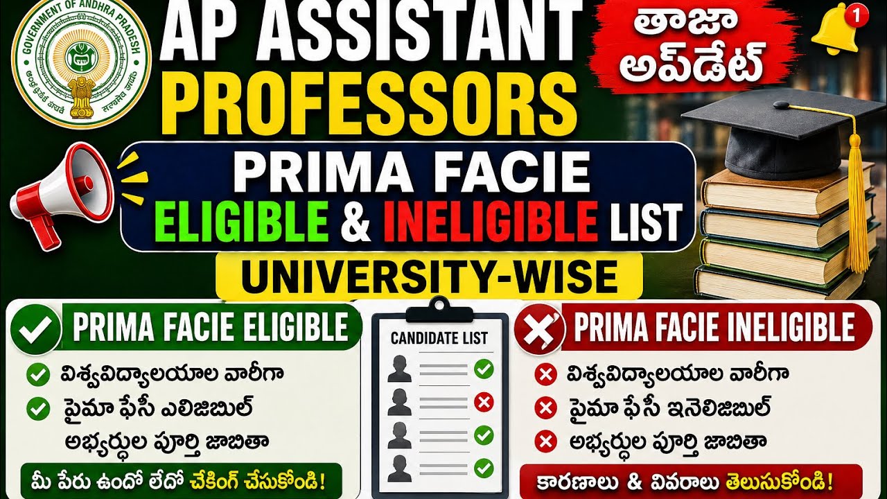 AP Assistant Professor Recruitment Latest Update | List of Eligible and Ineligible Candidates | F...