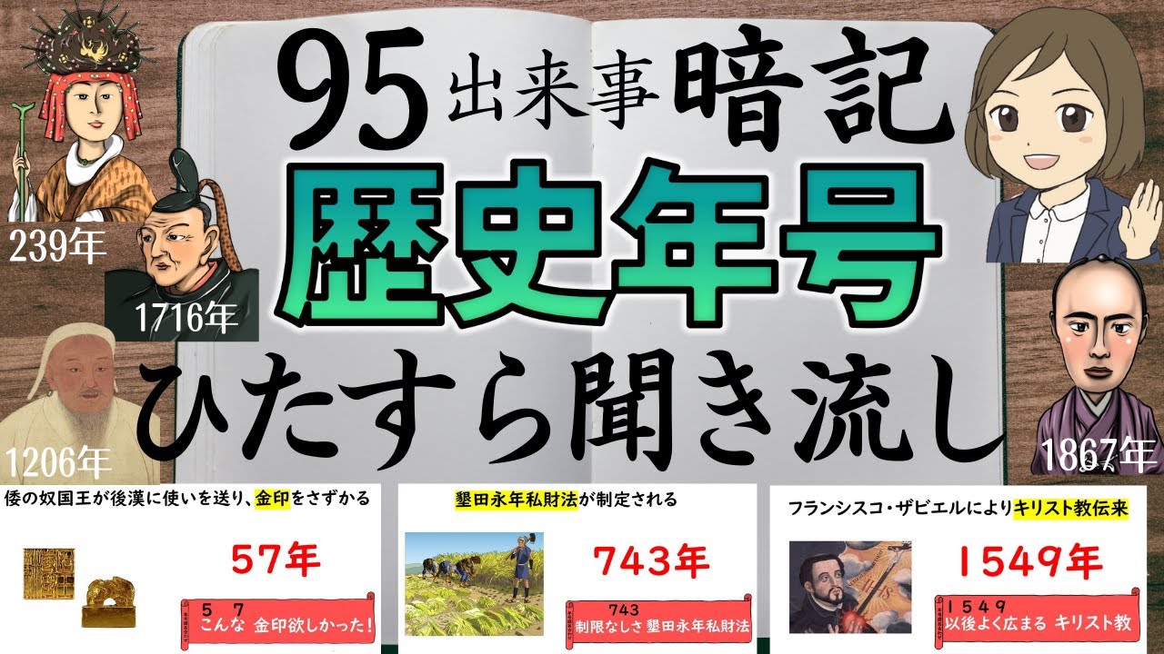 【歴史の年号を覚える一問一答】聞き流し暗記法（ひたすら読み上げ）日本史＆世界史