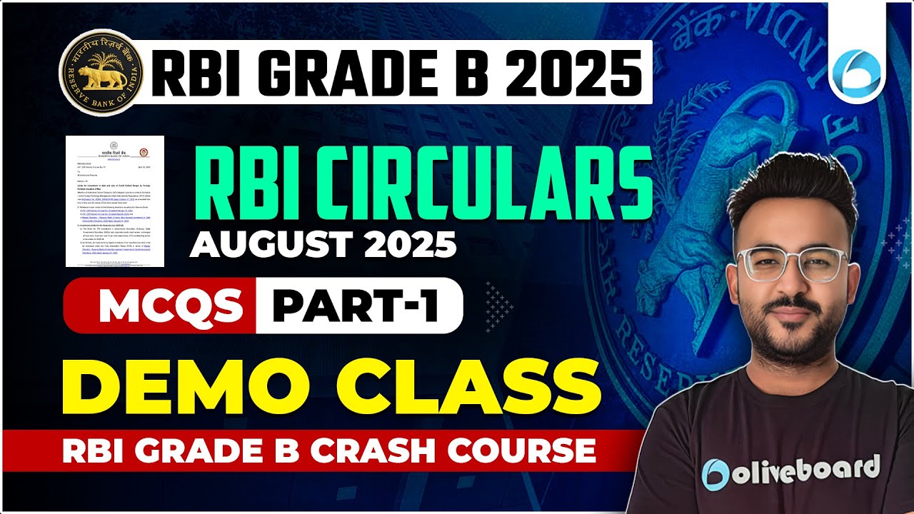RBI Circulars | August 2025 | Top MCQs | Demo Class | RBI Grade B 2025