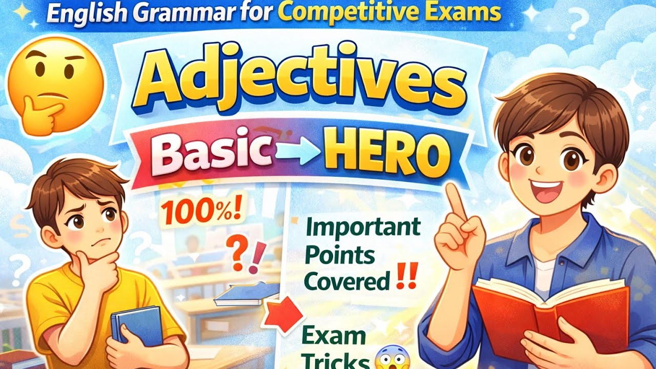 Adjectives 🔥 in one shot ‼️ All doubts clear 😱#competitiveexams #english #new #ssc #exam #education 