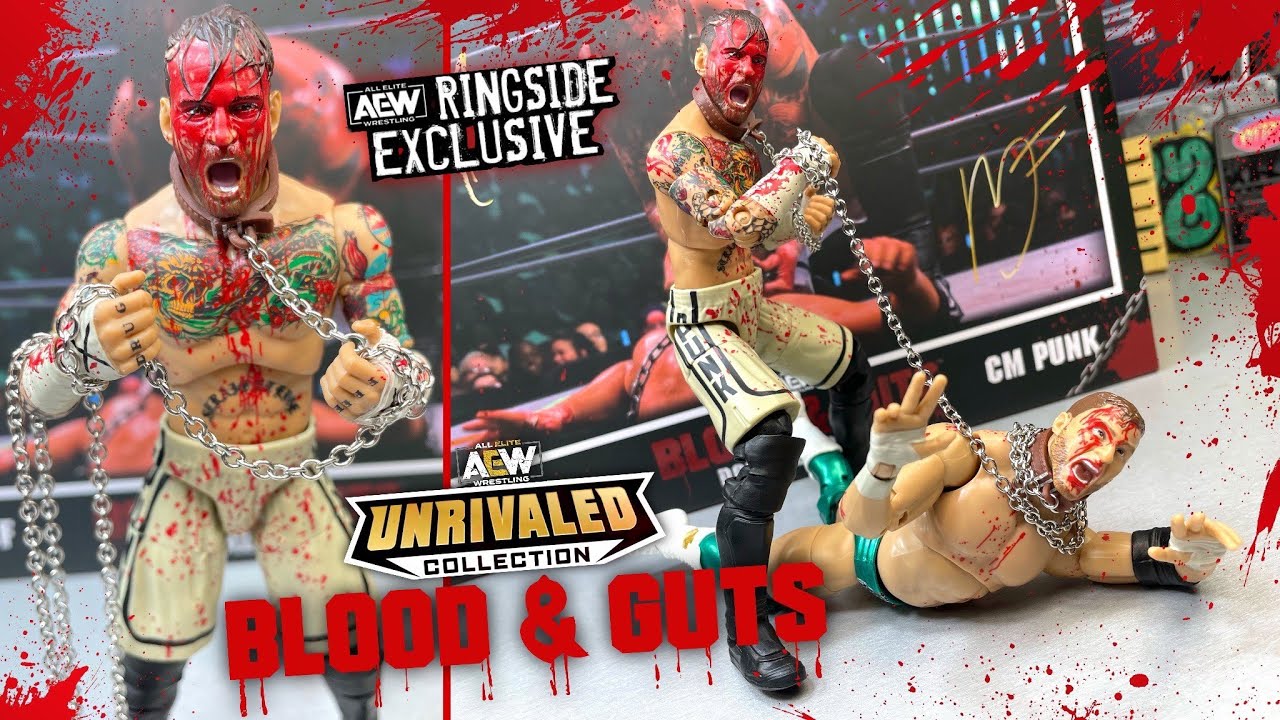AEW UNRIVALED BLOOD & GUTS DOG COLLAR MATCH CM PUNK & MJF FIGURE SET REVIEW!