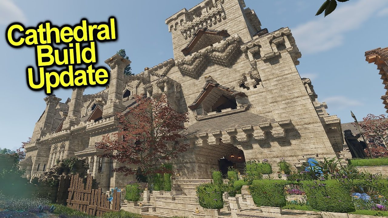 Cathedral Build Update Windows Garden and New Building | Enshrouded