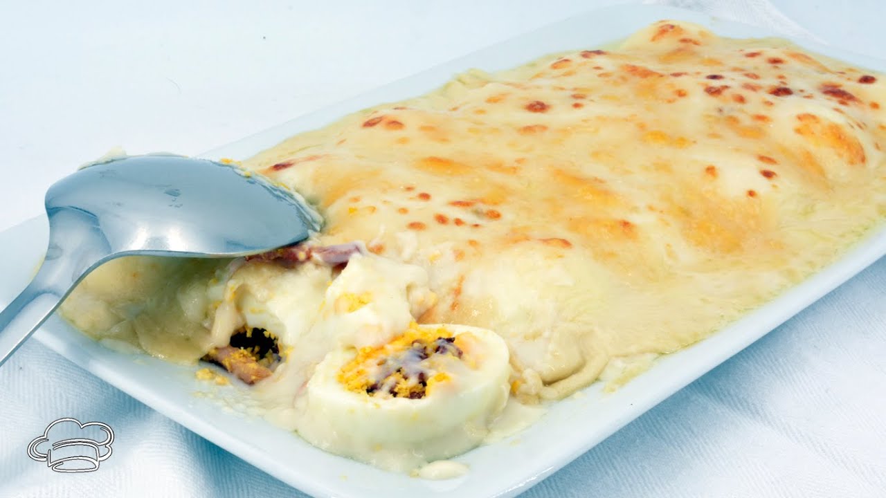 Huevos gratinados rellenos con beicon - SI PRUEBAS ESTA RECETA DESCUBRIRÁS EL VICIO PURO