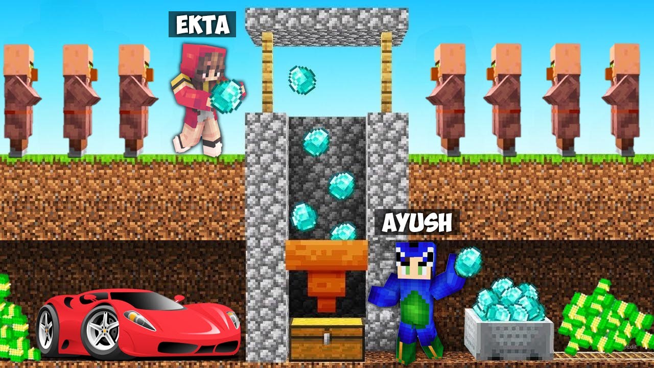 AYUSH MADE A WISHING WELL TO STEAL EKTA & VILLAGERS IN MINECRAFT 🤑